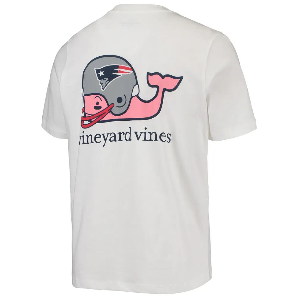 Vineyard Vines Youth Vineyard Vines White New England Patriots Whale Helmet  Pocket T-Shirt