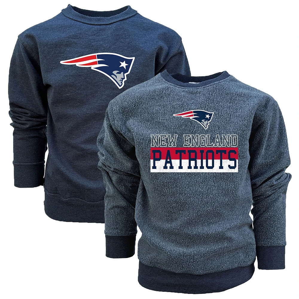 Sweat-shirt en polaire réversible bleu marine New England Patriots pour jeunes Wes & Willy