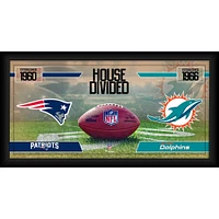 Collage de football encadré de 10" x 20" des Patriots de la Nouvelle-Angleterre contre les Dolphins de Miami