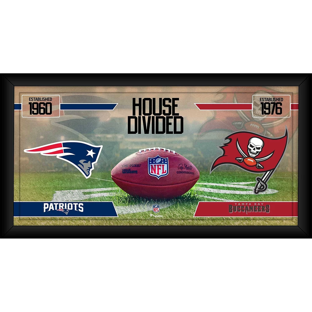 Collage de football encadré de 10" x 20" des Patriots de la Nouvelle-Angleterre contre les Buccaneers de Tampa Bay
