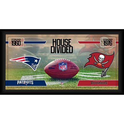 Collage de football encadré de 10" x 20" des Patriots de la Nouvelle-Angleterre contre les Buccaneers de Tampa Bay