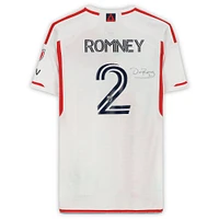 Maillot blanc dédicacé #2 des New England Revolution de Dave Romney lors de la saison 2023 de la MLS