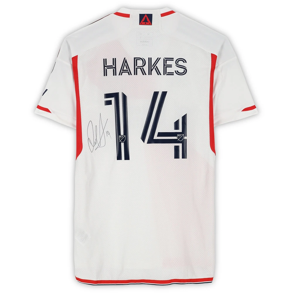 Maillot adidas blanc dédicacé par Ian Harkes des New England Revolution, numéro 14, utilisé lors du match de la saison 2024 de la MLS - Taille M