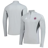 Haut d'entraînement à manches longues et quart de zip adidas Silver New England Revolution 2025 AEROREADY pour homme