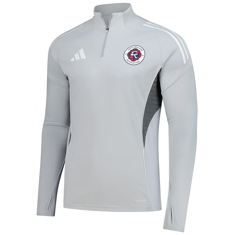 Haut d'entraînement à manches longues et quart de zip adidas Silver New England Revolution 2025 AEROREADY pour homme