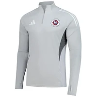 Haut d'entraînement à manches longues et quart de zip adidas Silver New England Revolution 2025 AEROREADY pour homme