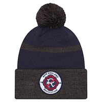 Men's New Era  Navy New England Revolution 2025 Kickoff Cuffed Knit Hat with Pom