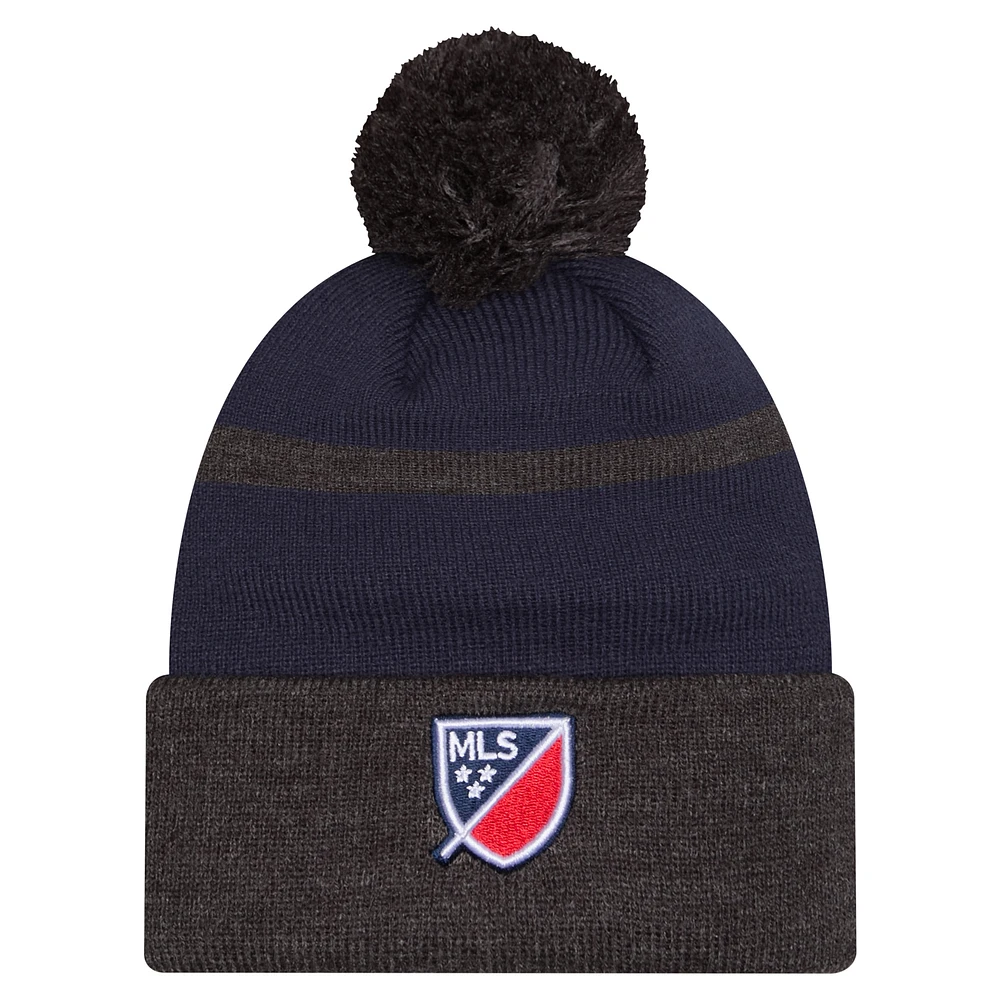 Men's New Era  Navy New England Revolution 2025 Kickoff Cuffed Knit Hat with Pom
