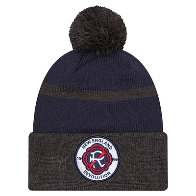 Men's New Era  Navy New England Revolution 2025 Kickoff Cuffed Knit Hat with Pom
