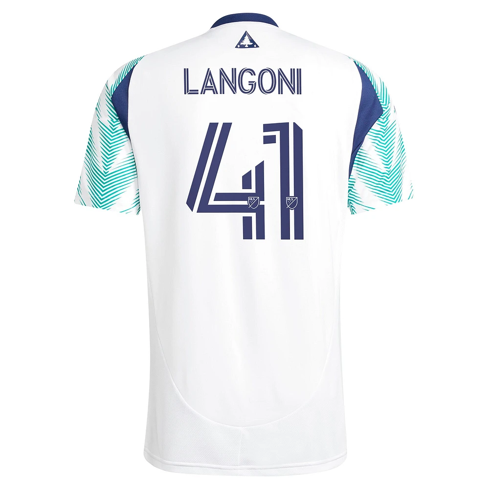 Maillot réplique de joueur adidas Luca Langoni blanc New England Revolution 2025 Eastern White Pine x Flag of pour homme
