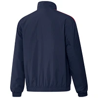 Veste d'équipe réversible à fermeture éclair intégrale New England Revolution 2023 On-Field Anthem adidas pour homme bleu marine/rouge