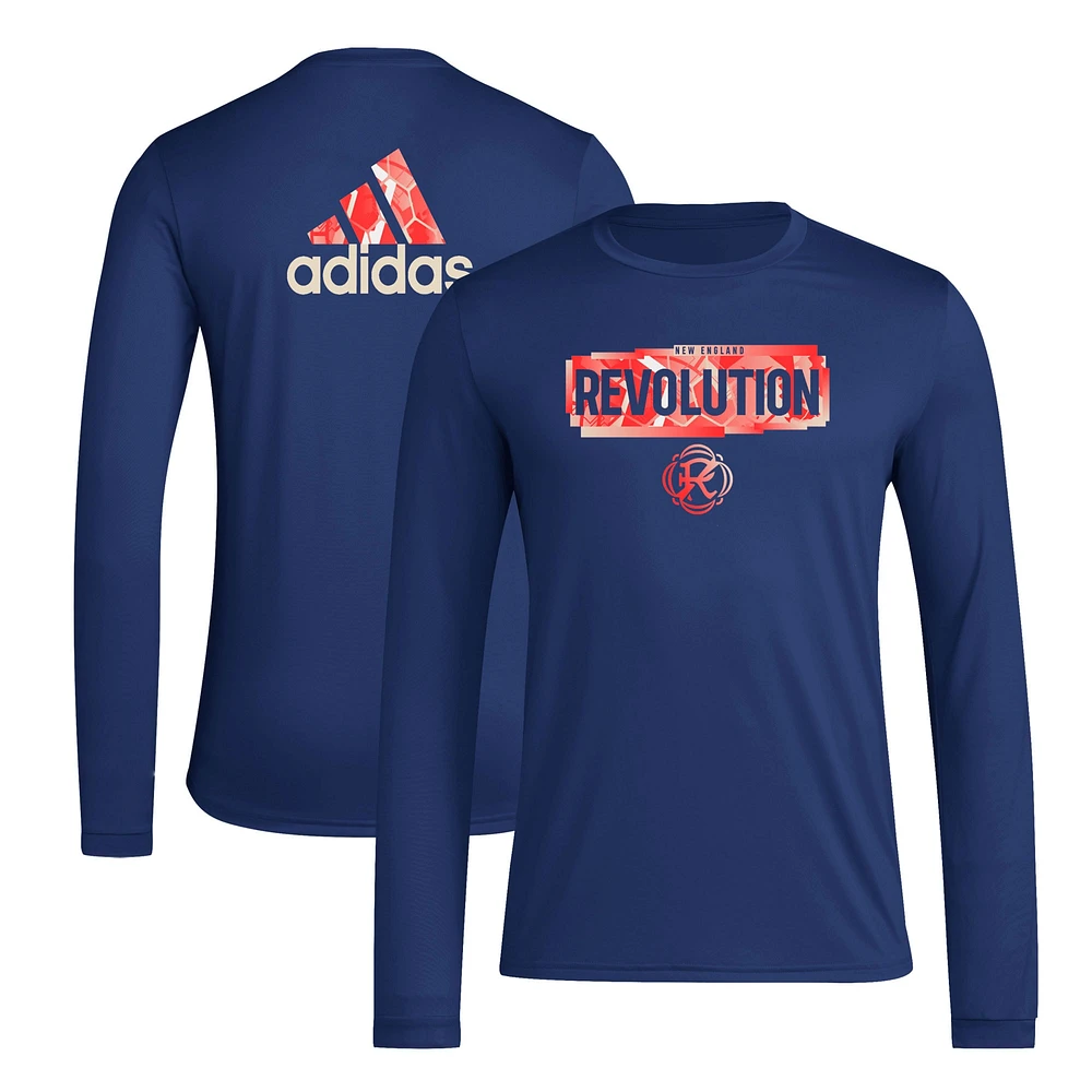 Men's adidas Navy New England Revolution Local Pop AEROREADY Long Sleeve T-Shirt