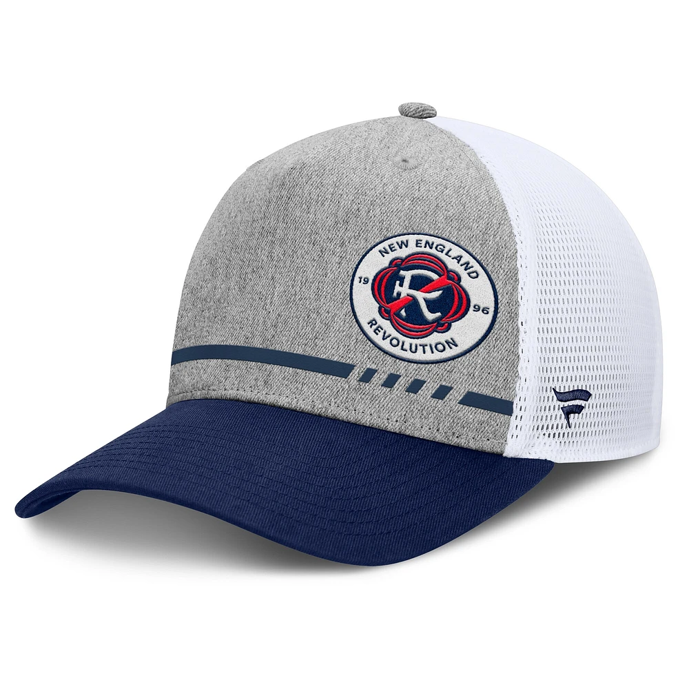 Men's Fanatics Heather Gray New England Revolution Low Block Trucker Adjustable Hat