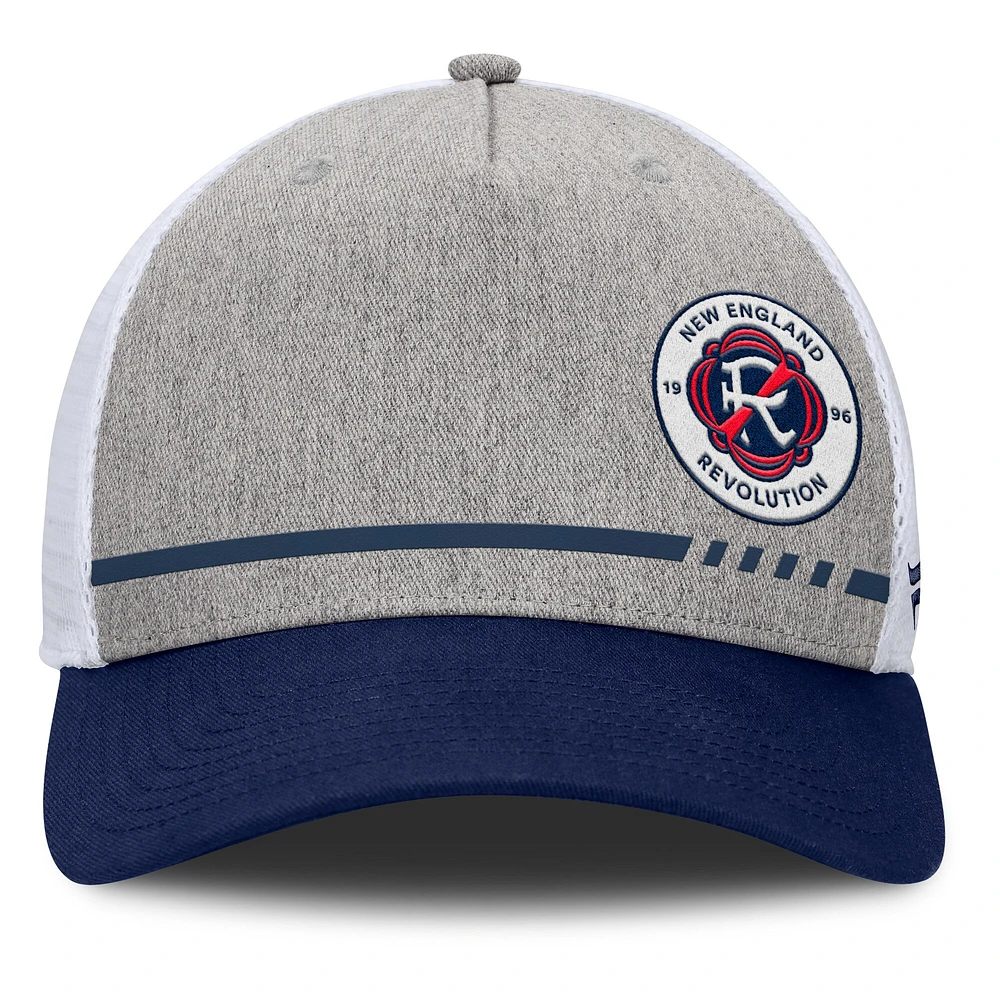 Men's Fanatics Heather Gray New England Revolution Low Block Trucker Adjustable Hat