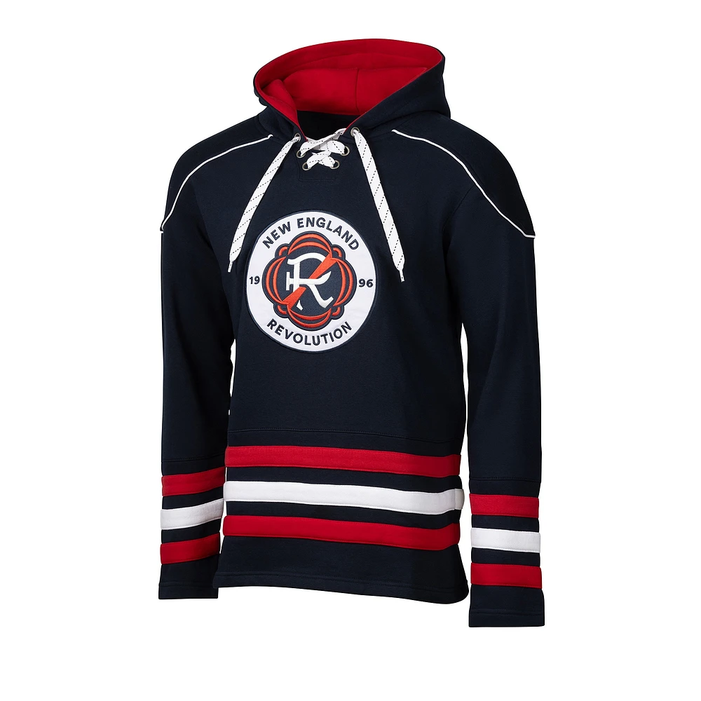 Men's Navy New England Revolution  Jersey Hook Hockey Pullover Hoodie