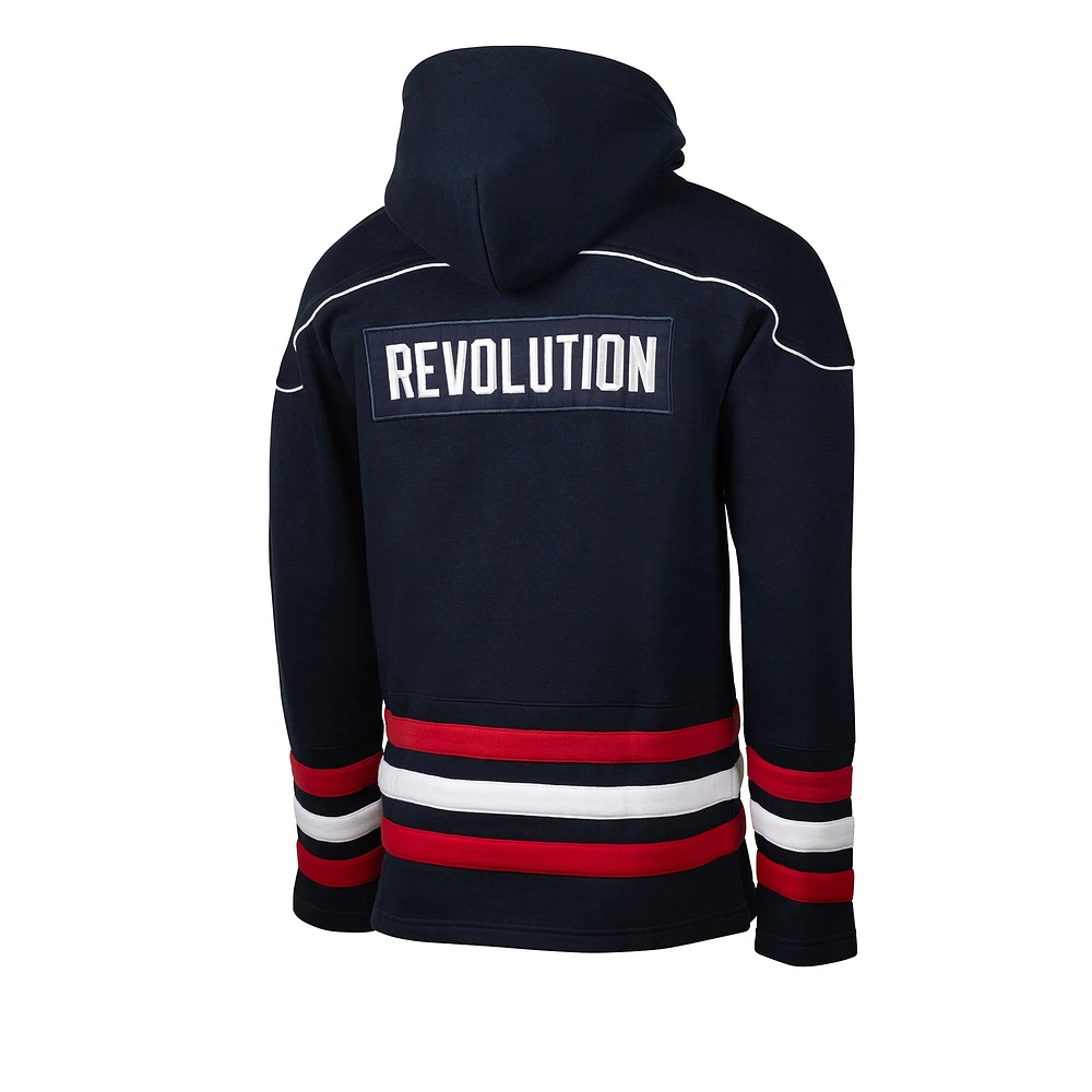 Men's Navy New England Revolution  Jersey Hook Hockey Pullover Hoodie