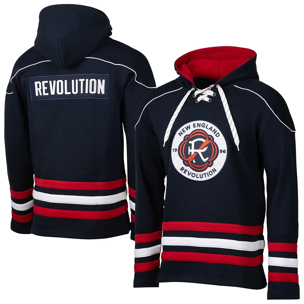 Men's Navy New England Revolution Jersey Hook Hockey Pullover Hoodie