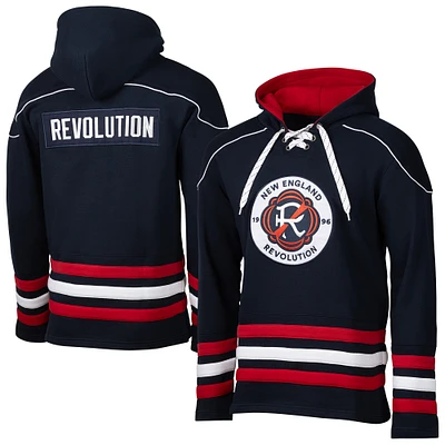 Men's Navy New England Revolution  Jersey Hook Hockey Pullover Hoodie