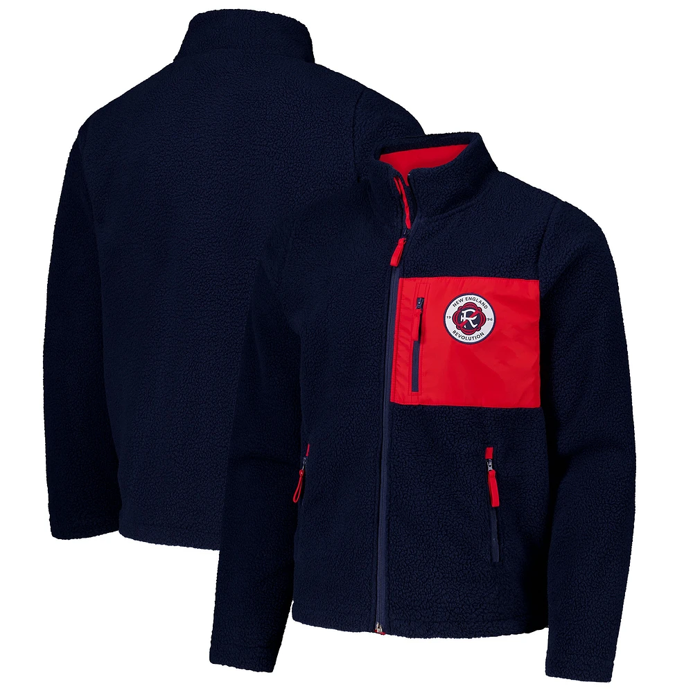 Men's Navy New England Revolution Pile Full-Zip Jacket