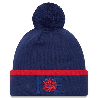 New England Revolution New Era Wordmark Kick Off Cuffed Knit Hat with Pom - Navy
