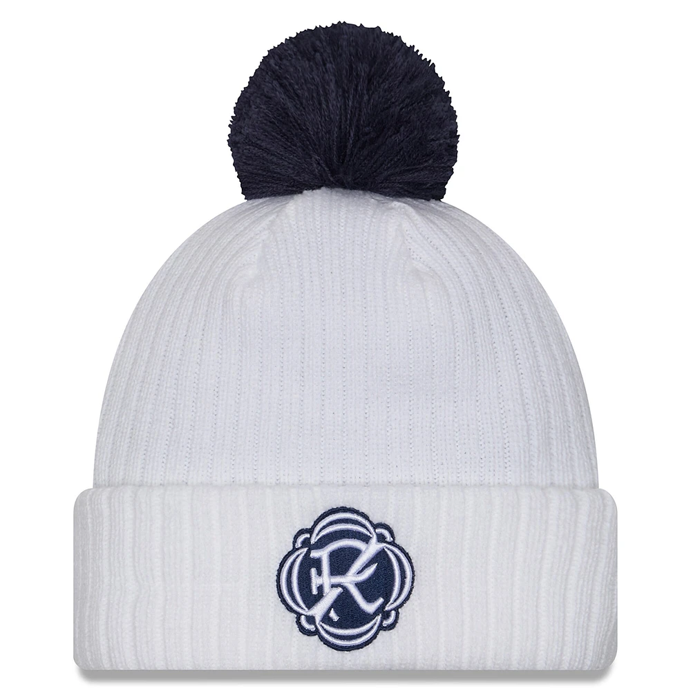 Men's New Era  White New England Revolution 2025 Jersey Hook Cuffed Knit Hat with Pom