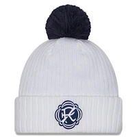 Men's New Era  White New England Revolution 2025 Jersey Hook Cuffed Knit Hat with Pom