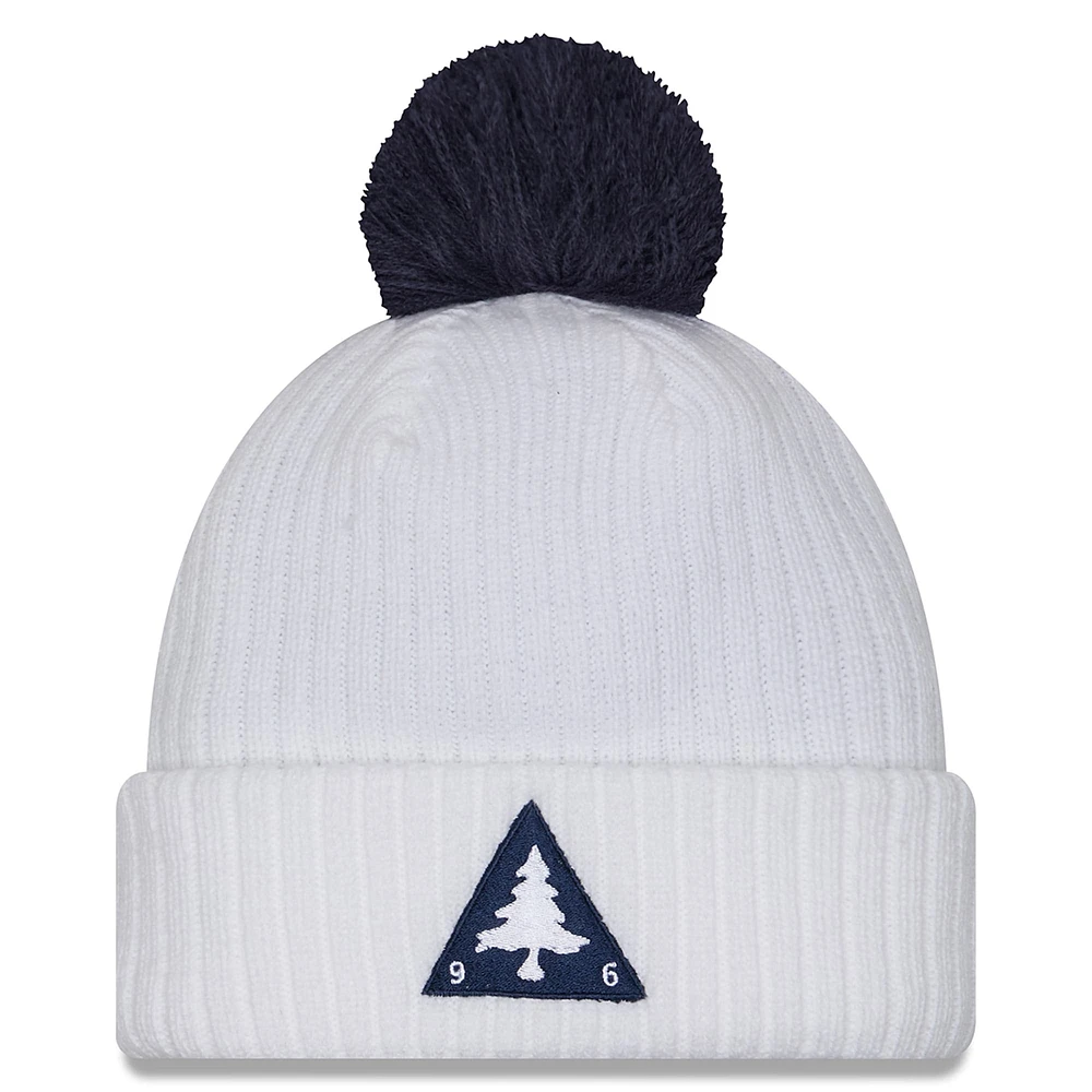 Men's New Era  White New England Revolution 2025 Jersey Hook Cuffed Knit Hat with Pom