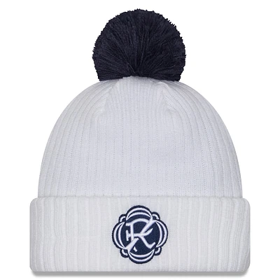 Men's New Era  White New England Revolution 2025 Jersey Hook Cuffed Knit Hat with Pom