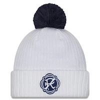 Men's New Era  White New England Revolution 2025 Jersey Hook Cuffed Knit Hat with Pom