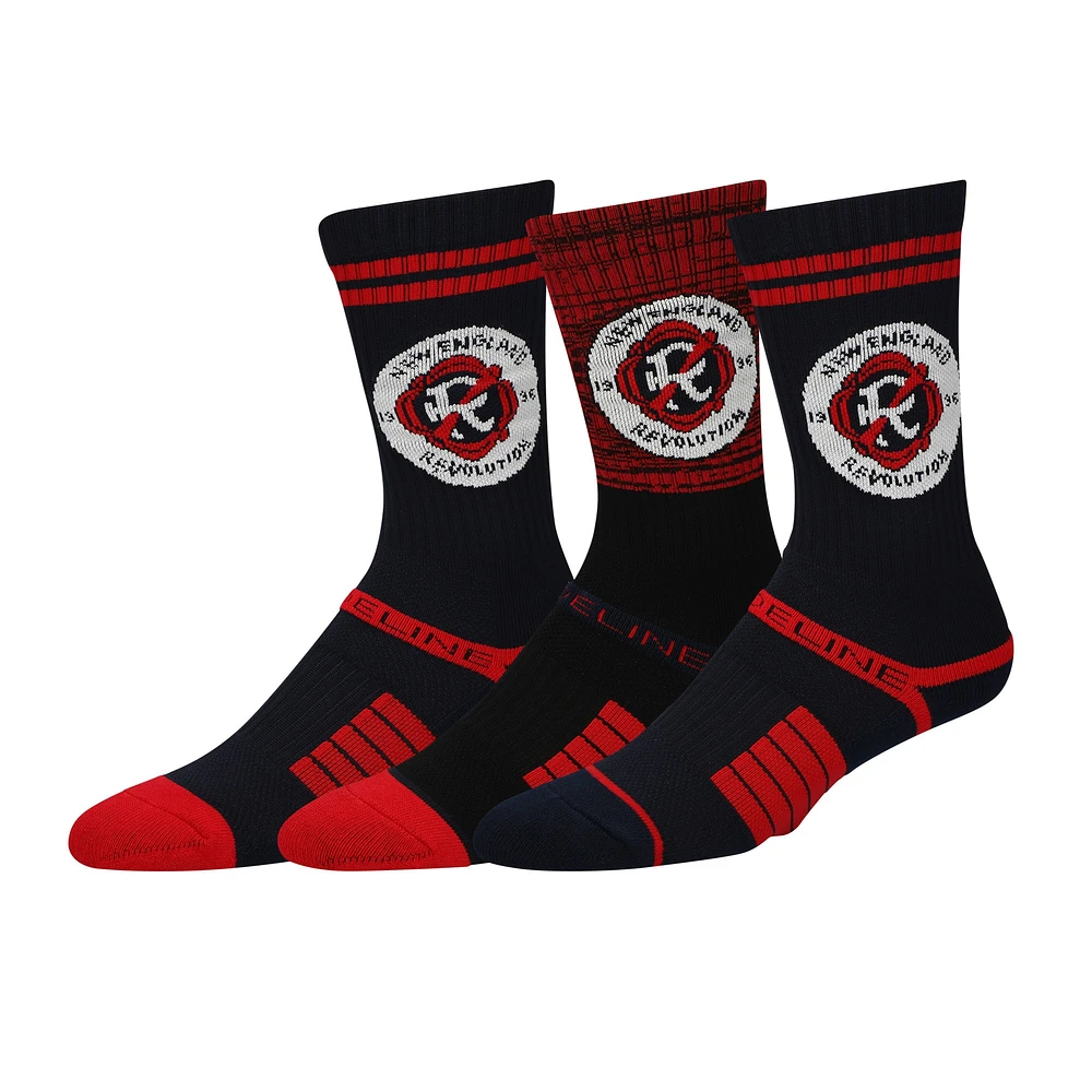 Ensemble de 3 paires de chaussettes en tricot Strideline New England Revolution Premium pour hommes