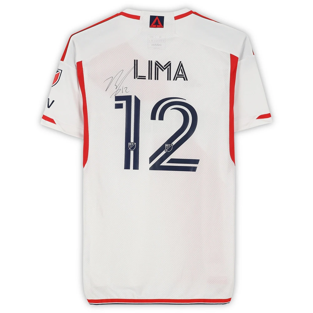 Maillot adidas blanc dédicacé par Nick Lima des New England Revolution, numéro 12, utilisé lors du match de la saison 2024 de la MLS - Taille M