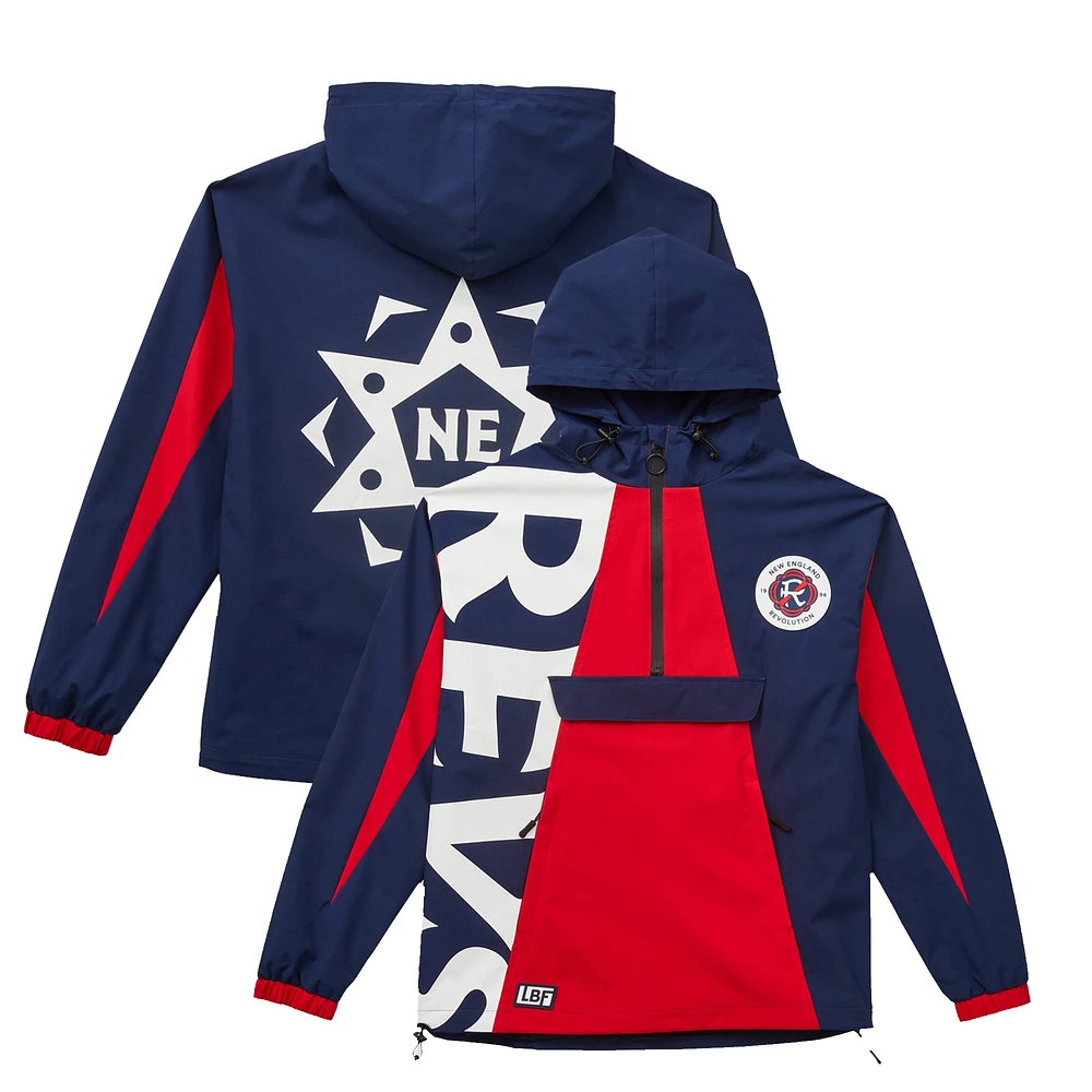 Unisex Live Breathe Futbol Navy New England Revolution Tekker Half-Zip Anorak Jacket