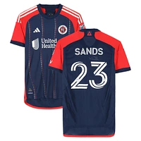 Maillot adidas bleu marine dédicacé par Will Sands des New England Revolution, numéro 23, utilisé lors du match, saison 2024 de la MLS - Taille M