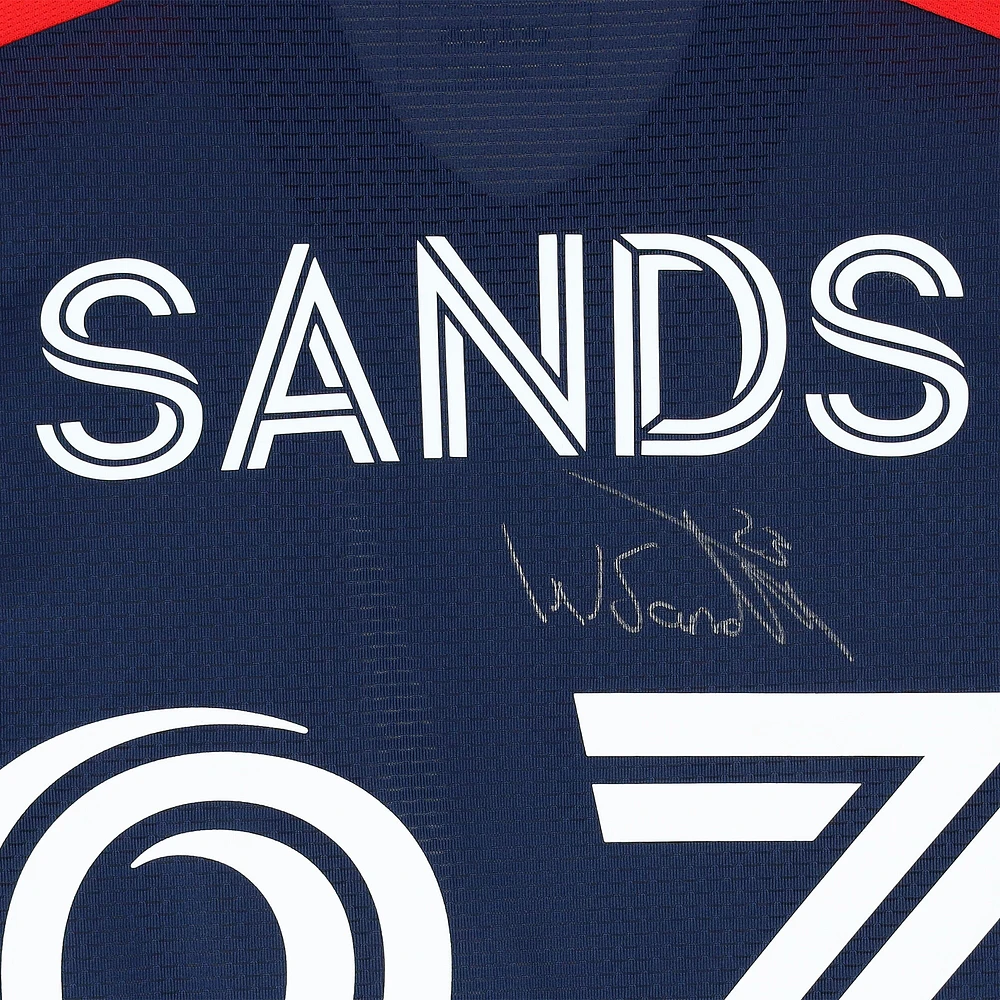 Maillot adidas bleu marine dédicacé par Will Sands des New England Revolution, numéro 23, utilisé lors du match, saison 2024 de la MLS - Taille M