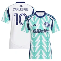 Women's adidas Carles Gil White New England Revolution 2025 Eastern Pine x Flag of Replica Player Jersey