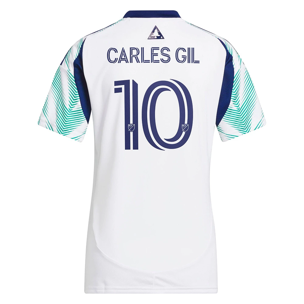 Women's adidas Carles Gil White New England Revolution 2025 Eastern Pine x Flag of Replica Player Jersey