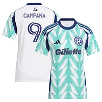Women's adidas Leonardo Campana White New England Revolution 2025 Eastern Pine x Flag of Replica Player Jersey