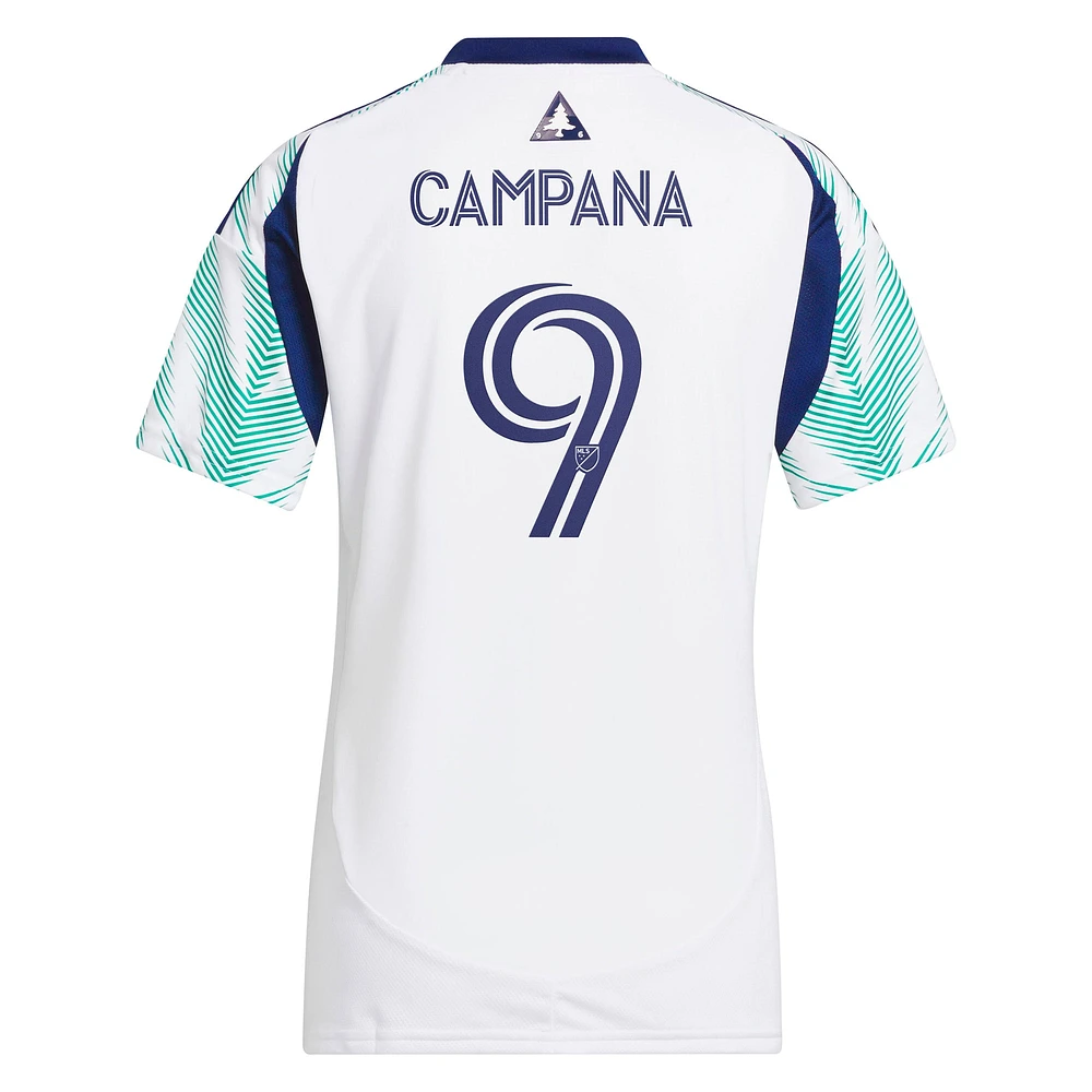 Women's adidas Leonardo Campana White New England Revolution 2025 Eastern Pine x Flag of Replica Player Jersey