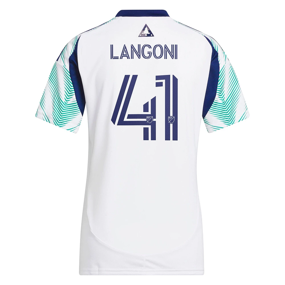 Maillot réplique de joueur adidas Luca Langoni blanc New England Revolution 2025 Eastern White Pine x Flag of pour femme