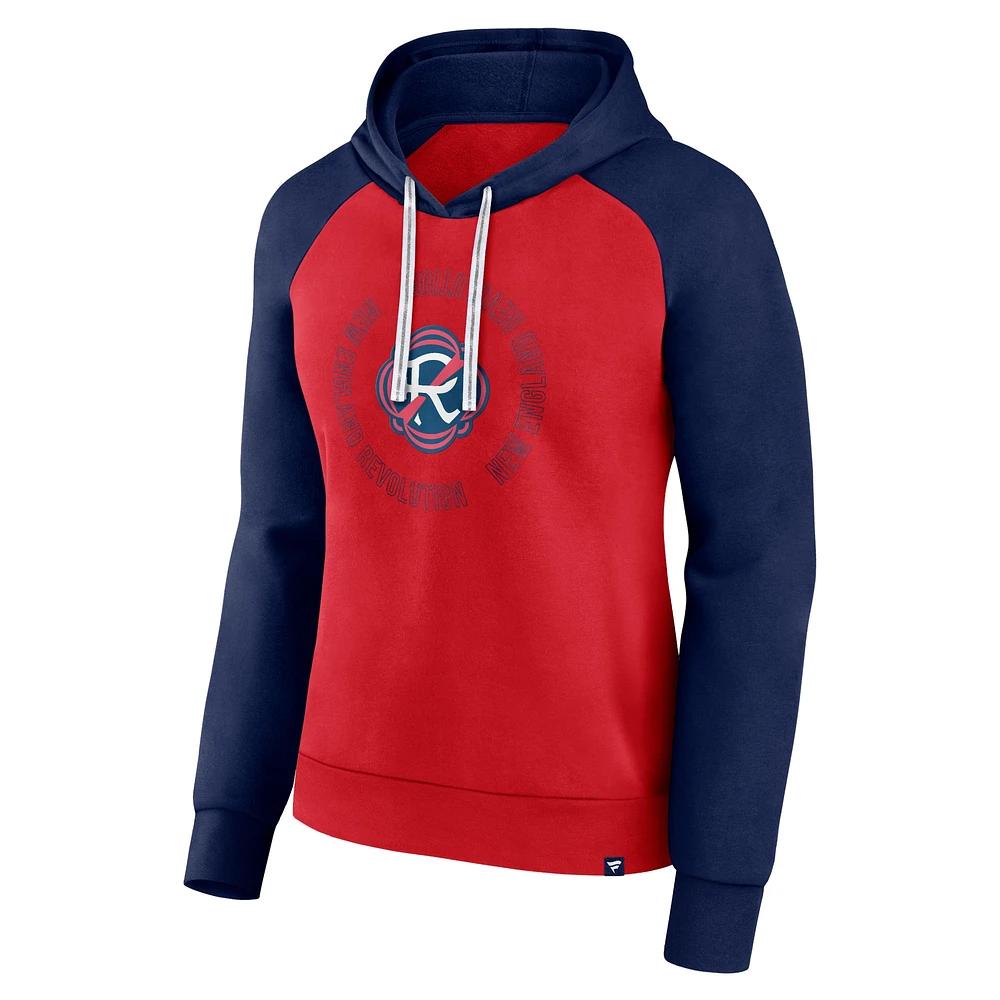 Women's Fanatics Red/Navy New England Revolution Instep Raglan Pullover Hoodie