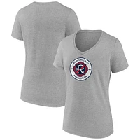 T-shirt col en V avec logo New England Revolution pour femme Fanatics Steel