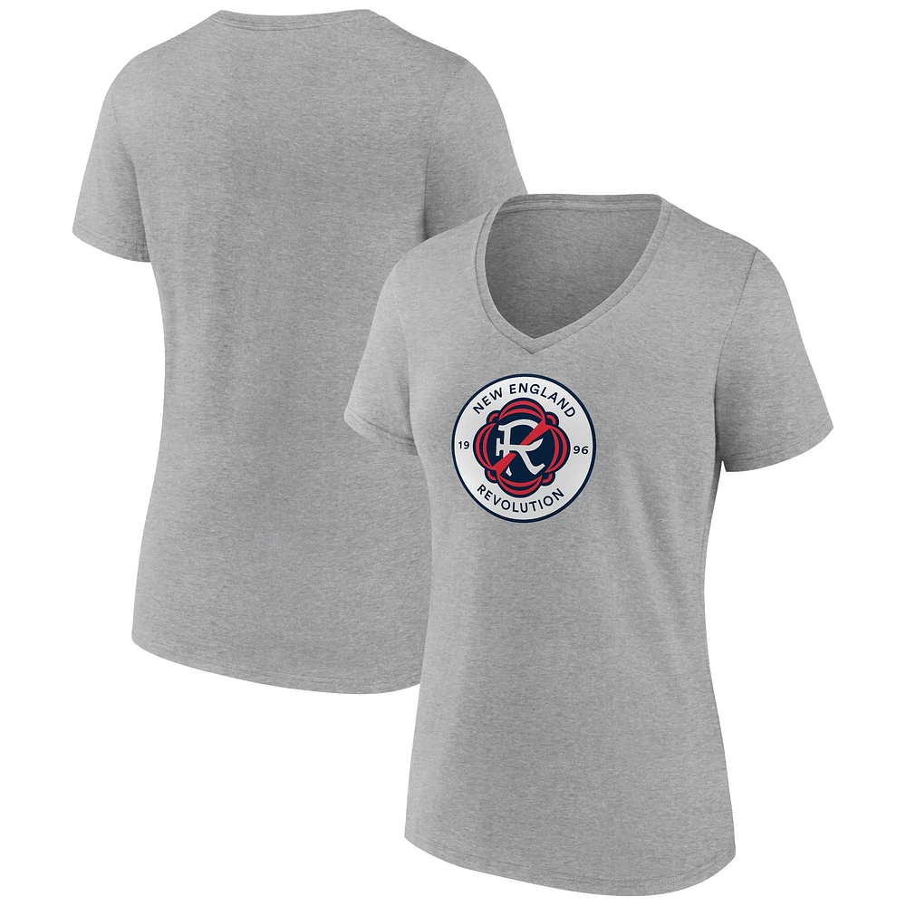 T-shirt col en V avec logo New England Revolution pour femme Fanatics Steel