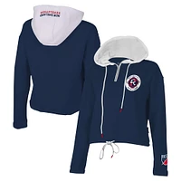 Sweat à capuche quart de zip Stadium Essentials pour femmes, bleu marine, New England Revolution Game Plan