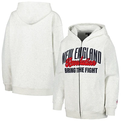 Women's The Wild Collective Gray New England Revolution Chenille Full-Zip Hoodie