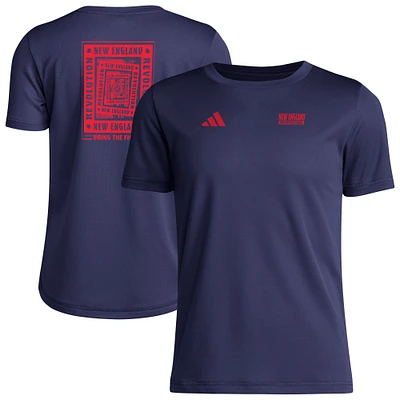 T-shirt cache-cœur local adidas bleu marine New England Revolution pour jeunes
