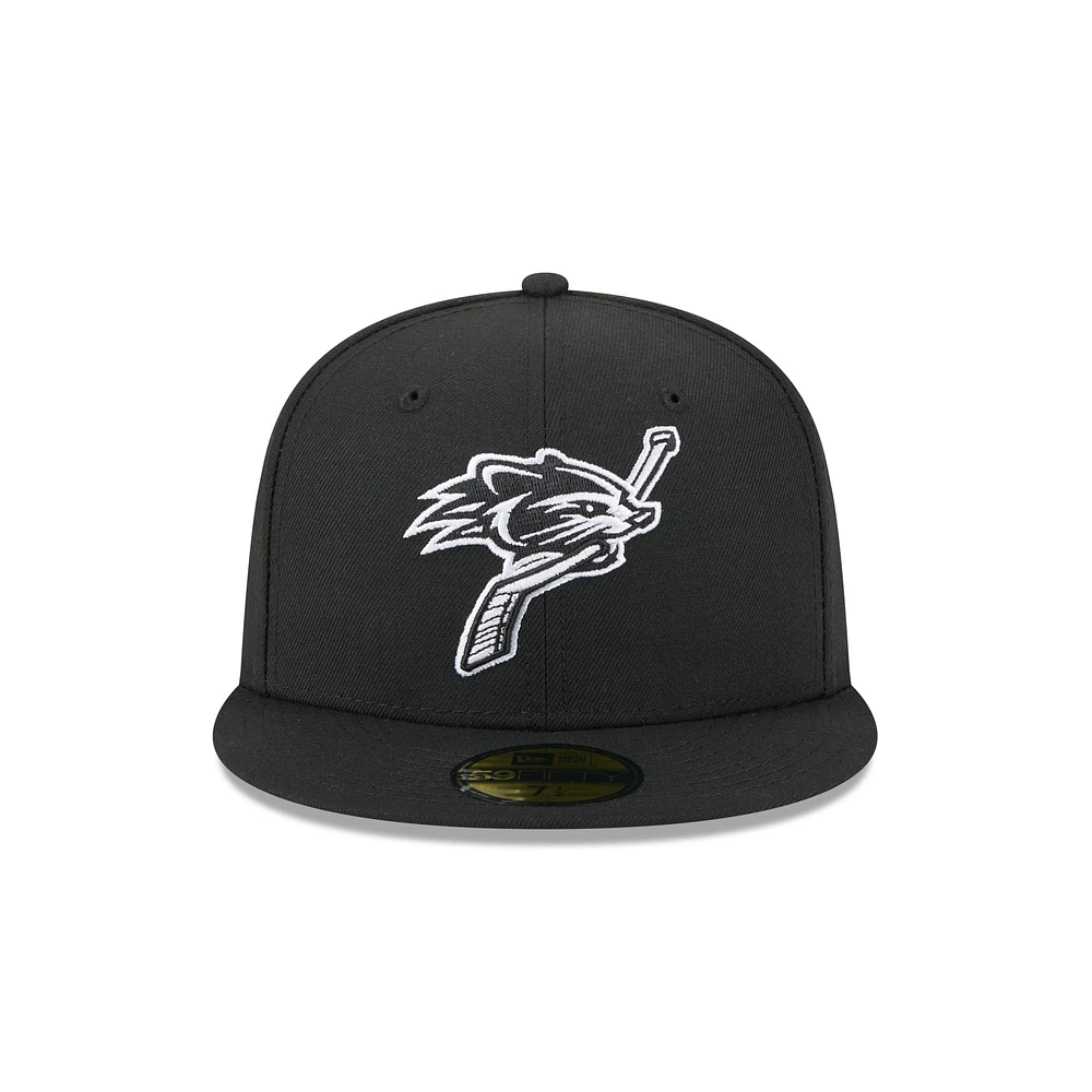 Casquette ajustée 59FIFTY New Era noire pour homme, thème Hampshire Fisher Cats