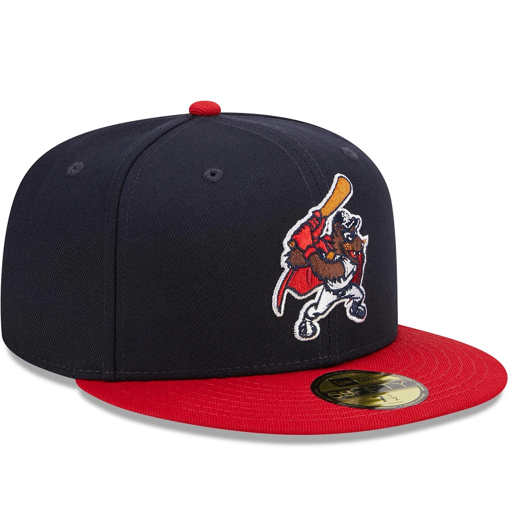 Casquette ajustée 59FIFTY New Hampshire Fisher Cats Marvel x Minor League Era pour homme, bleu marine/rouge