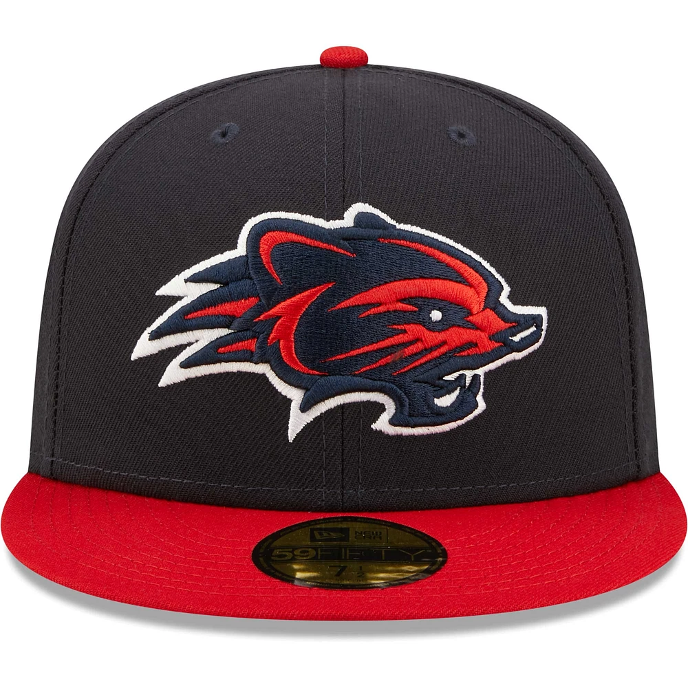 Casquette ajustée 59FIFTY New Hampshire Fisher Cats Road Authentic Collection pour homme Era bleu marine