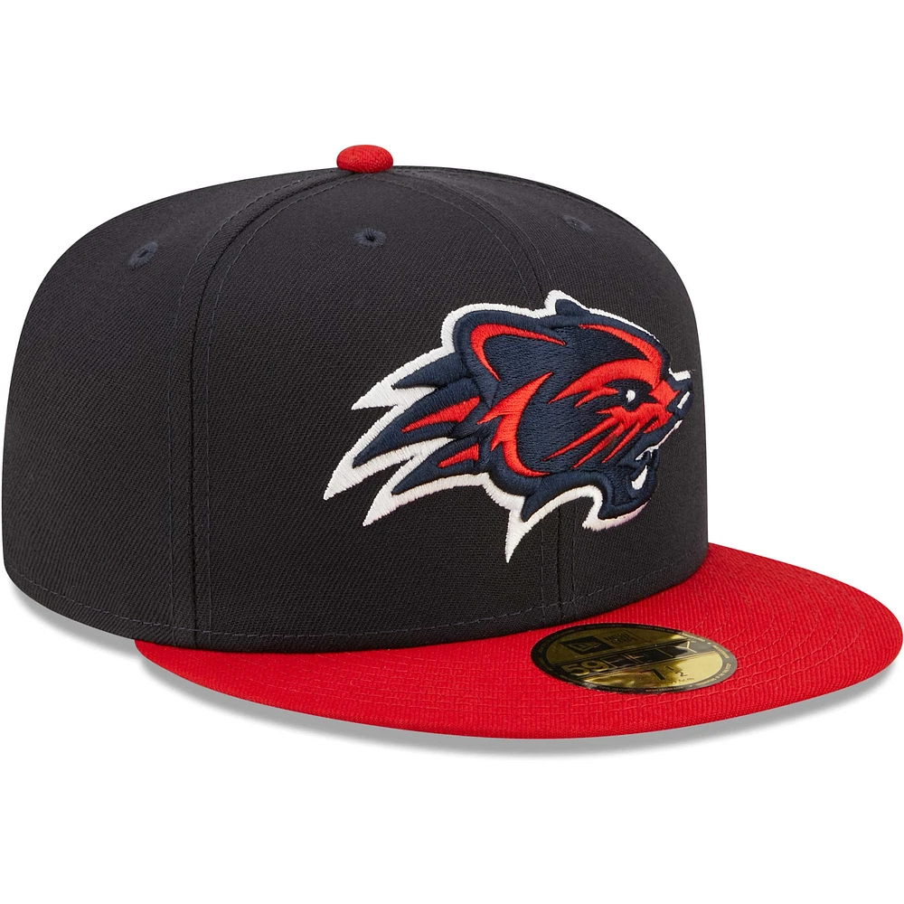 Casquette ajustée 59FIFTY New Hampshire Fisher Cats Road Authentic Collection pour homme Era bleu marine