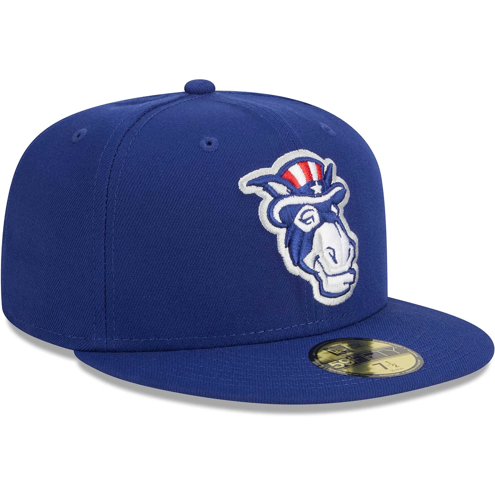 Casquette ajustée 59FIFTY New Hampshire Fisher Cats pour homme Era bleu marine avec soirées à thème Primaries